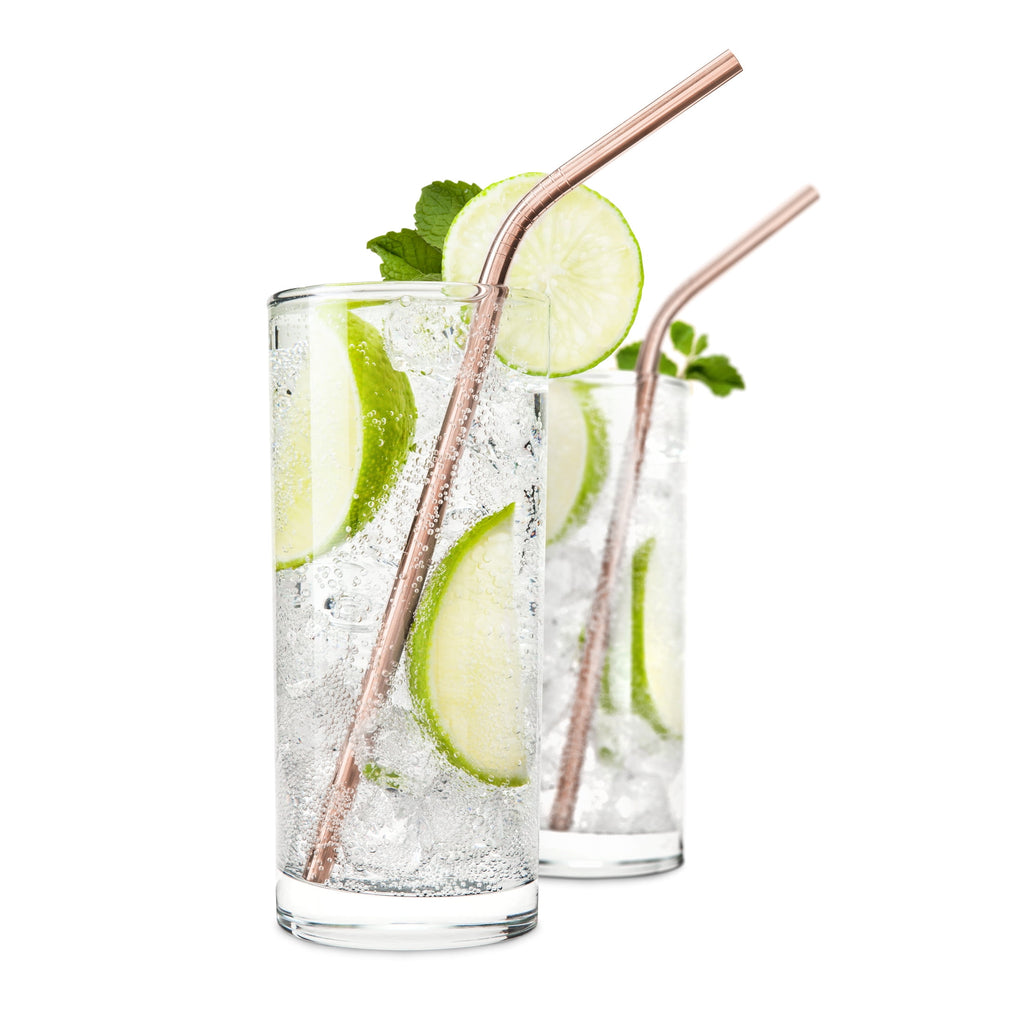 Viski Belmont Stainless Steel Cocktail Straws, Reusable Straws 5" Set of 6