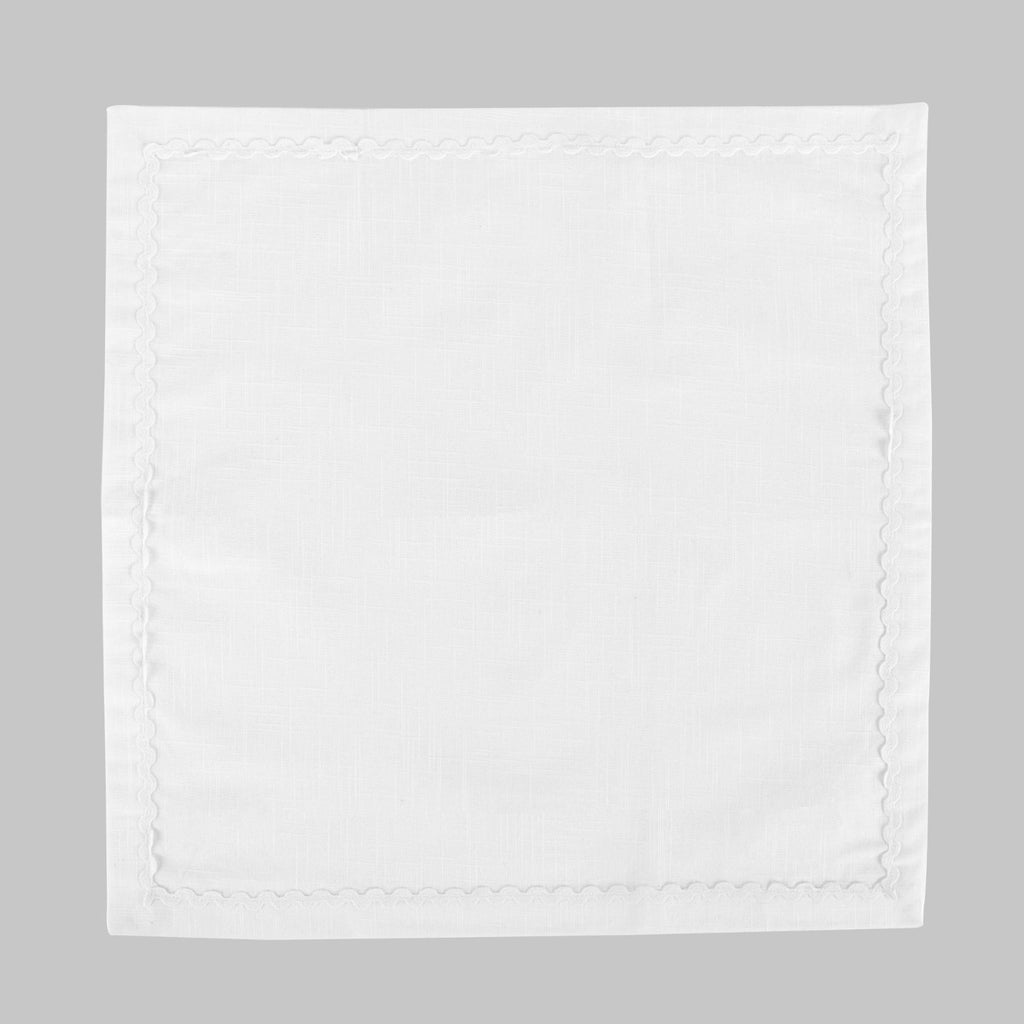 Fingercraft Cloth Napkin, Soft Quality Cotton Linen Blend Fabric, Dinner Napkins with Premium White Lace, 6 Pack, 20”x20” Aqua