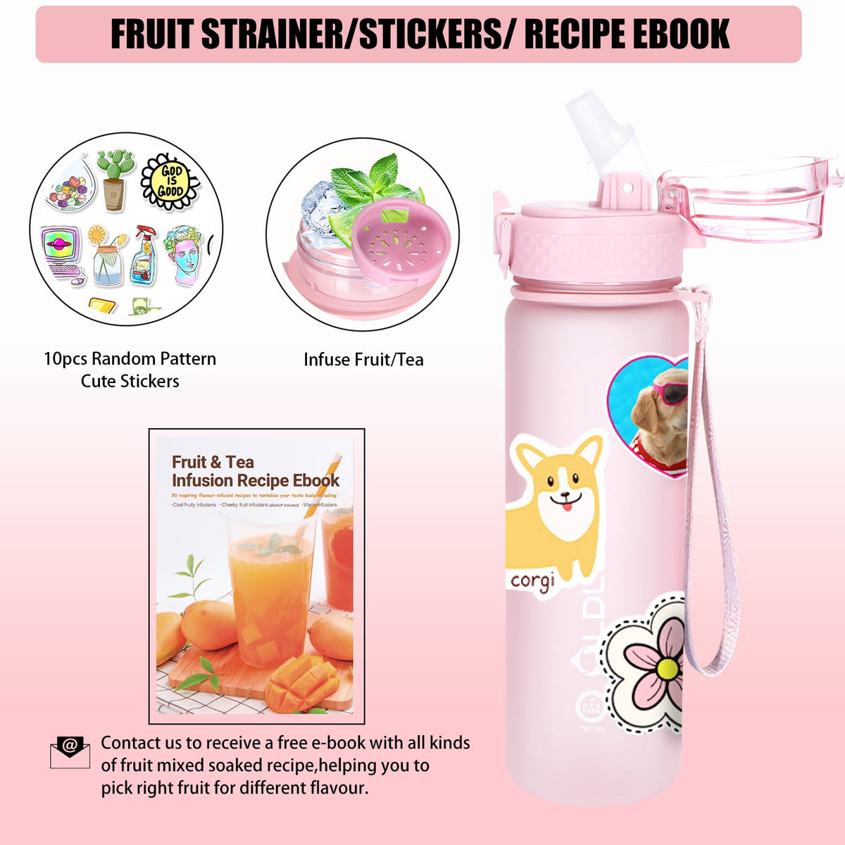 Oldley Transparent Tritan Kids Bottle – 17oz Straw Water Bottle with One-Hand Open Button, Lockable Leak-Proof Lid, Ideal for Daily Hydration