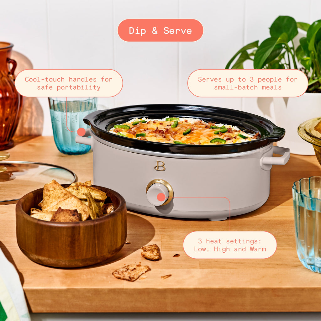 Beautiful 2.5 Qt Dip and Serve Manual Slow Cooker, Chocolate by Drew Barrymore
