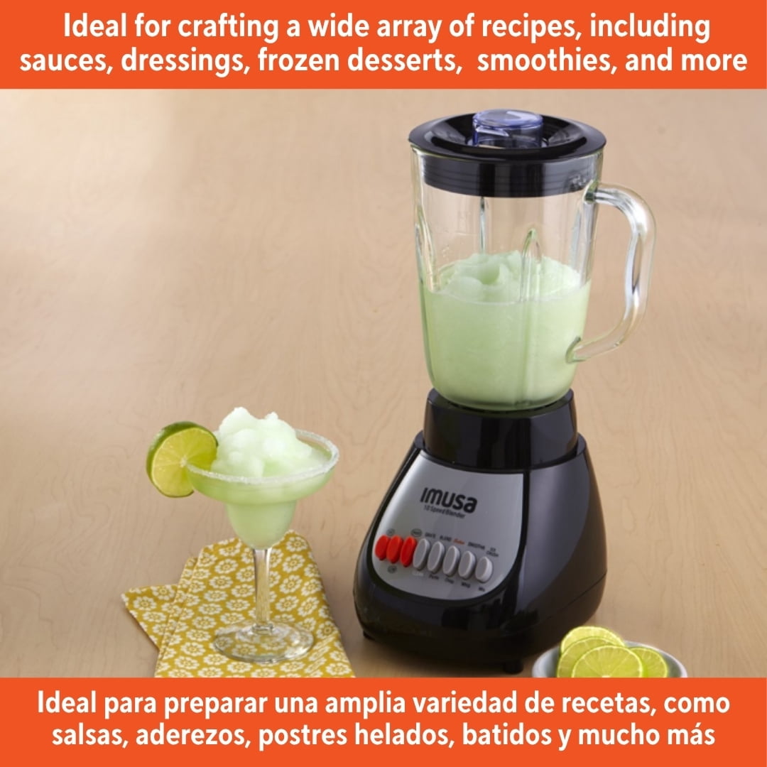 IMUSA 10 Speed Electric Blender with Glass Jar, Black