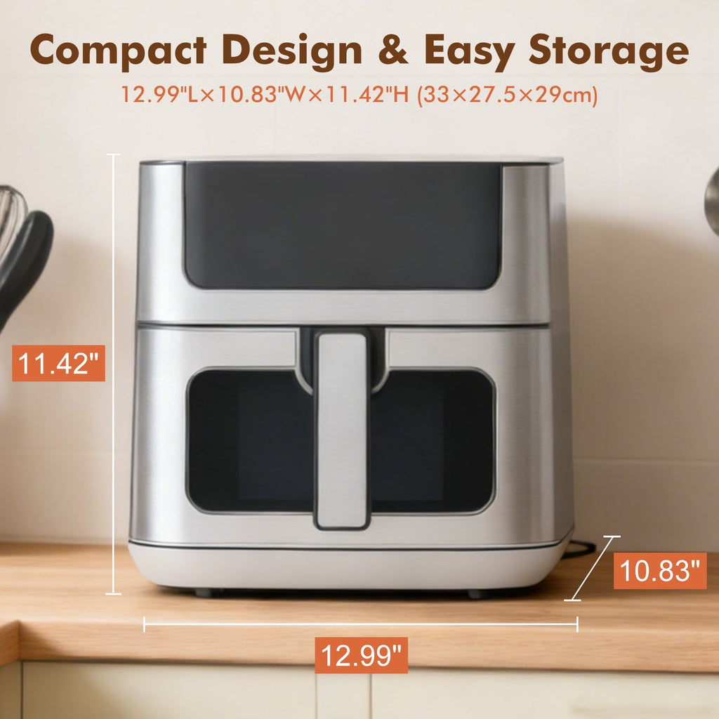 Air Fryer, 6-Quart Smart Air Fryer, 12-in-1 Functions - Air Fry, Roast, Reheat, Dehydrate, Bake, Steam, and More, 400Â°F Max Temperature, Grey