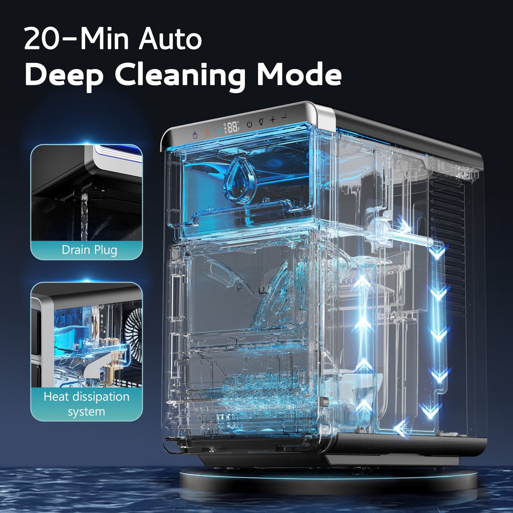 EUHOMY Crescent Ice Maker, 30Lbs/24H Countertop Ice Machine with Auto Cleaning & Slow-Melt Ice