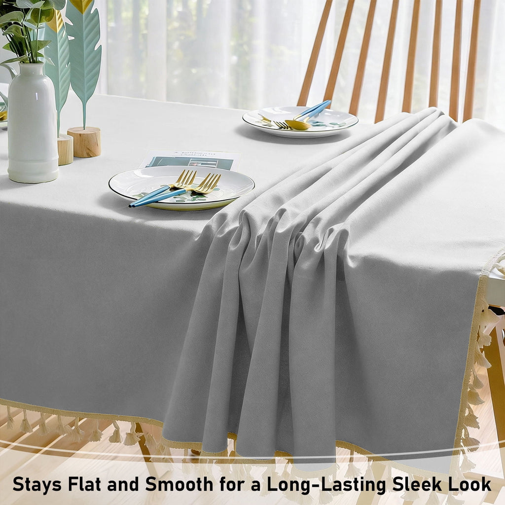 Soulgenix Tablecloth, 55"*70" Rectangle Table Cloth with Tassel, Table Cover for Dining, Party, Home, Fits Tables 30"×45" (4-6 seats), Beige