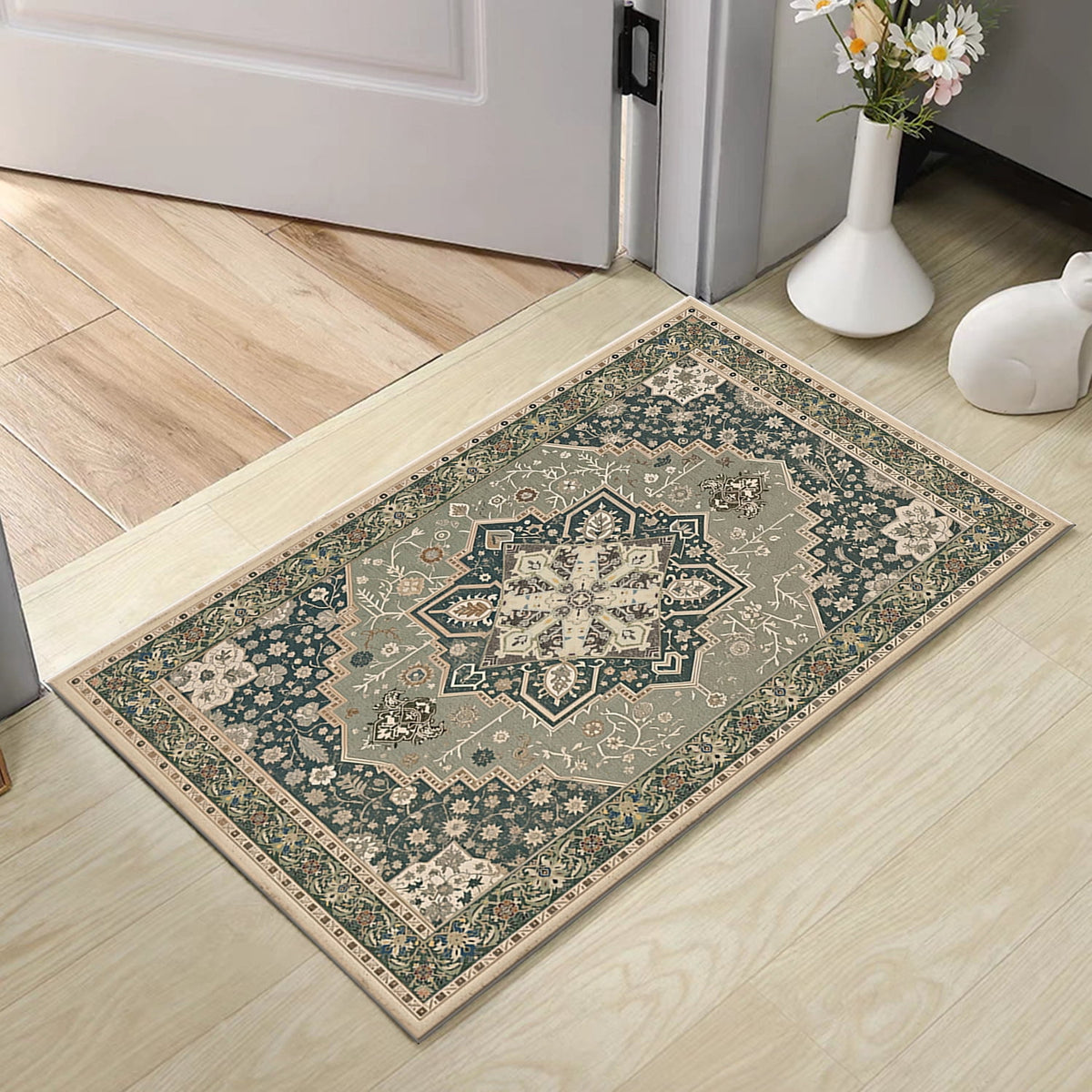 TECHVIDA Kitchen Rug Set 3 Piece,Non Slip Machine Washable Kitchen Mats, Farmhouse Hallway Doormat for Home Floor and Living Room,Gray