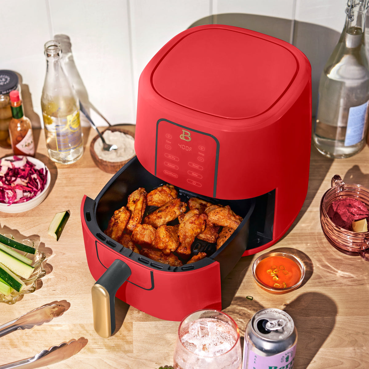 Beautiful 3 Qt Air Fryer with TurboCrisp Technology, EverGood Non-Toxic Ceramic Nonstick Coating, Chocolate by Drew Barrymore