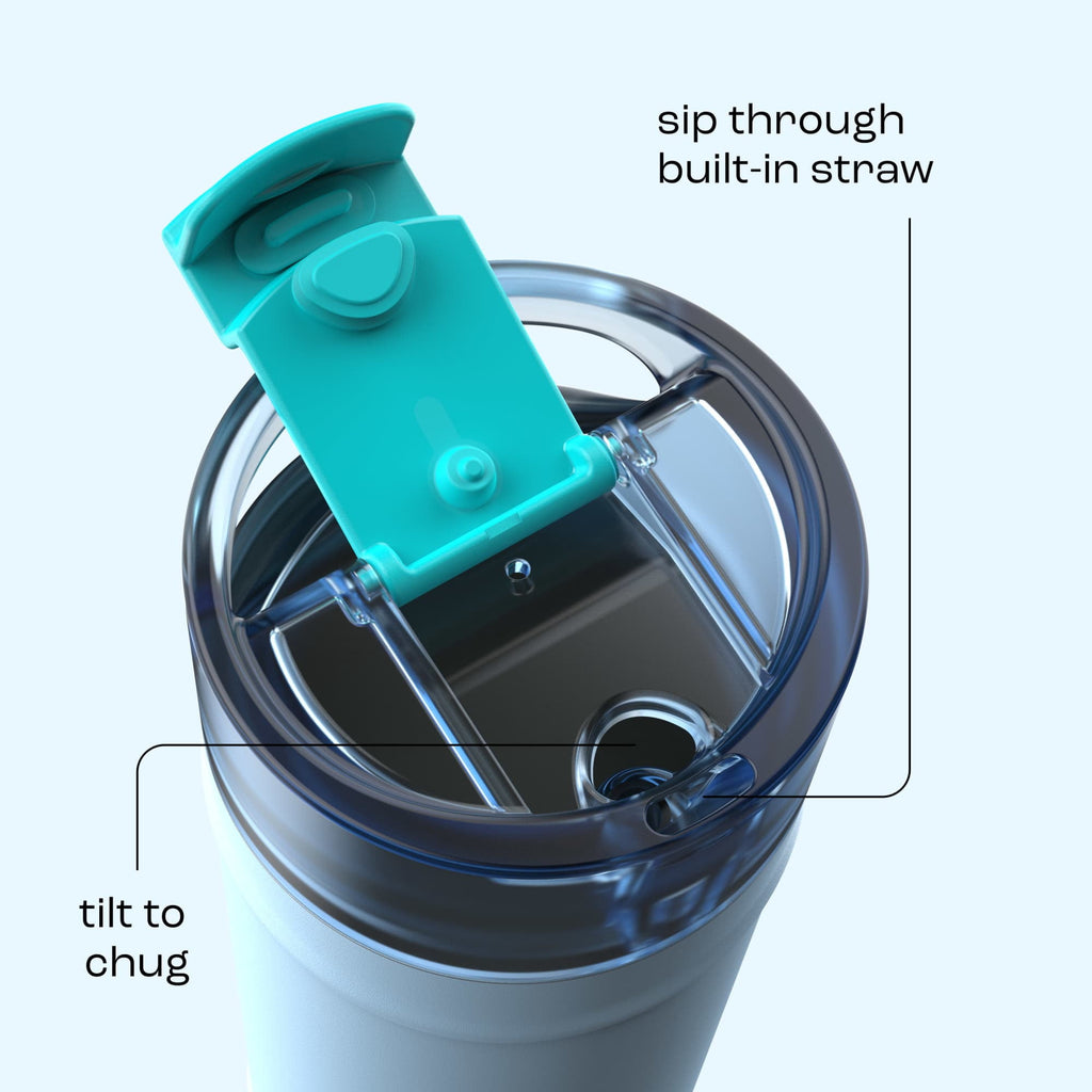 Bubba 32oz DualSip Insulated Stainless Steel Water Bottle with Straw & Sip Lid, Moodbooster Purple/Blue