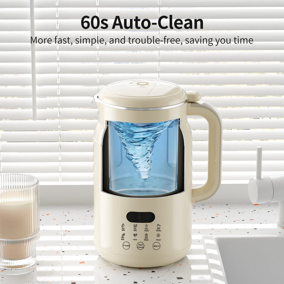 TINANA Nut Milk Maker 8-in-1, 32oz Soy, Almond, Oat, Coconut Milk Machine, Automatic Plant-Based Beverage Maker with Delay Start, Keep Warm, Boil Water, Cream