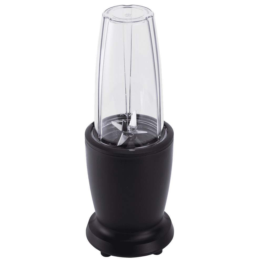Mainstays 10-Piece Blender Set, Black, 300W, with 3 Jars (10oz, 16oz, 18oz), 2 Drinking Lids, Stainless Steel Blade