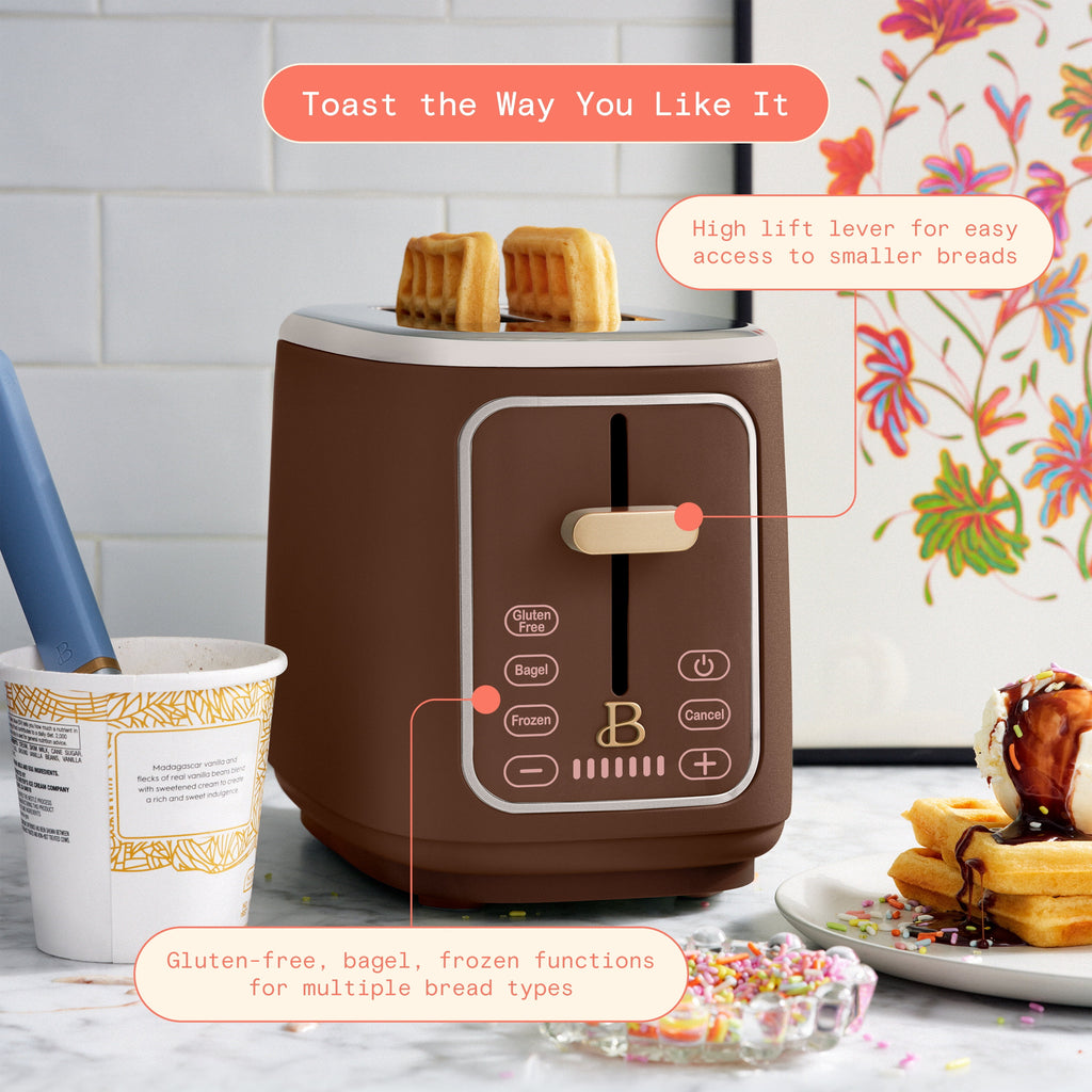 Beautiful 2 Slice Toaster with Touch-Activated Display, Thyme Green by Drew Barrymore