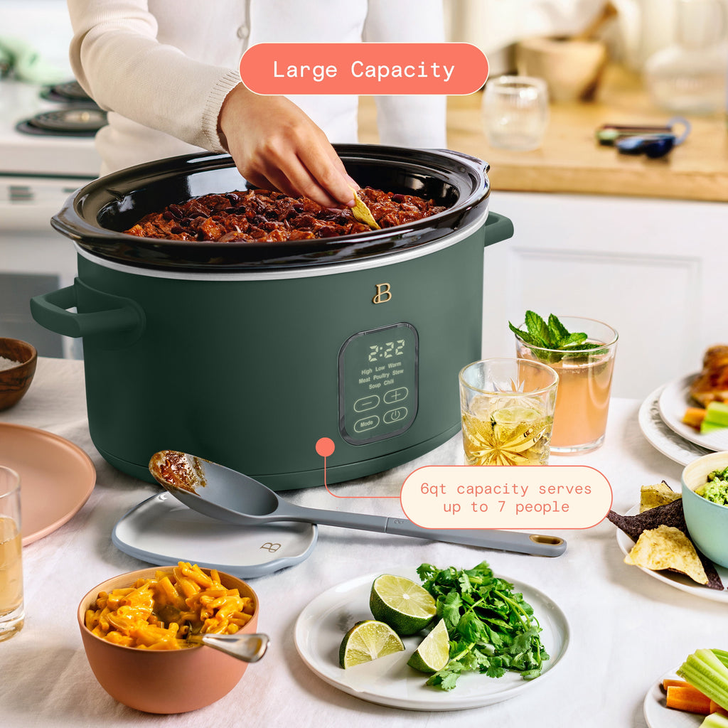 Beautiful 6 Qt Programmable Slow Cooker, Thyme Green by Drew Barrymore