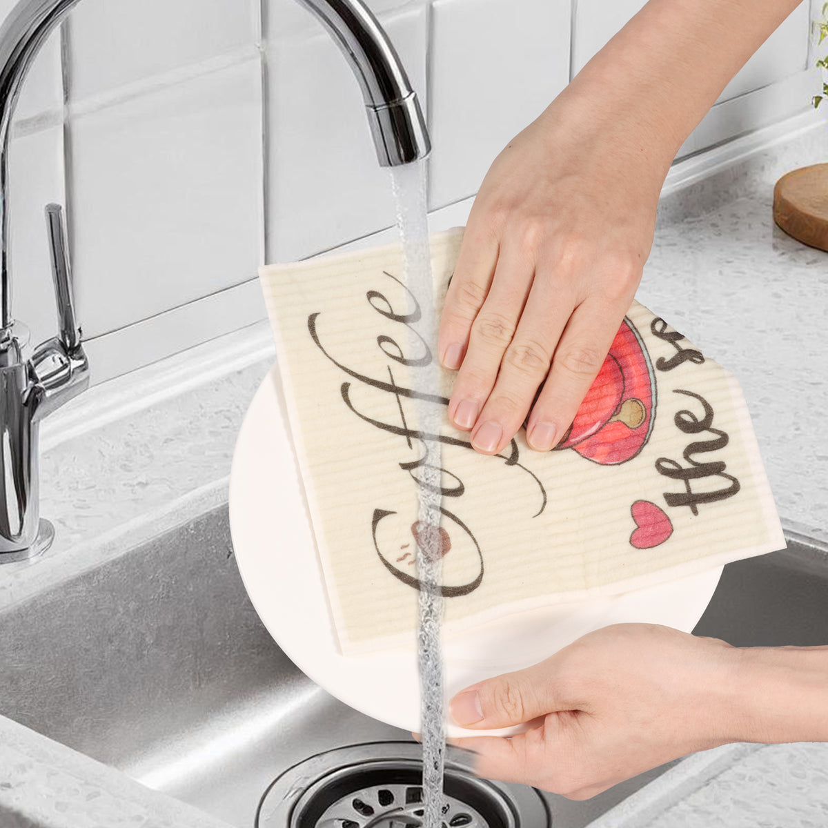 10 Pcs Swedish Dishcloths Reusable Kitchen Dish Towels Absorbent Dishcloths Washable Cellulose Sponge Cloths Quick Drying Cleaning Cloths Soft Kitchen Dish Cloth, 7.7 x 6.7in