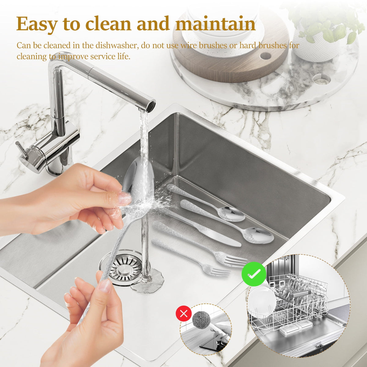 20 Pcs Floral Silverware Set Including Fork Spoon and Knife Stainless Steel Flatware Set Vintage Cutlery Set Mirror Polished Utensil Set for Kitchen Dishwasher Safe Service for 4