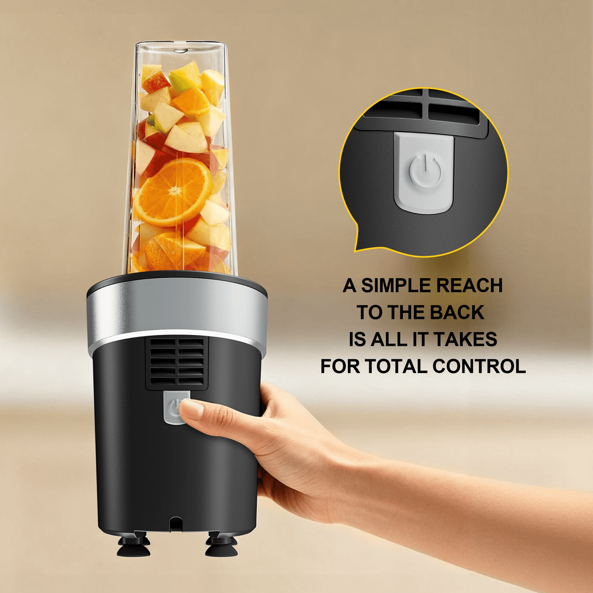 Tomeem Personal Blender for Smoothies and Shakes with Travel Lid, 20 oz No-BPA Portable Bottle, 450 W, 4-Blade, Black