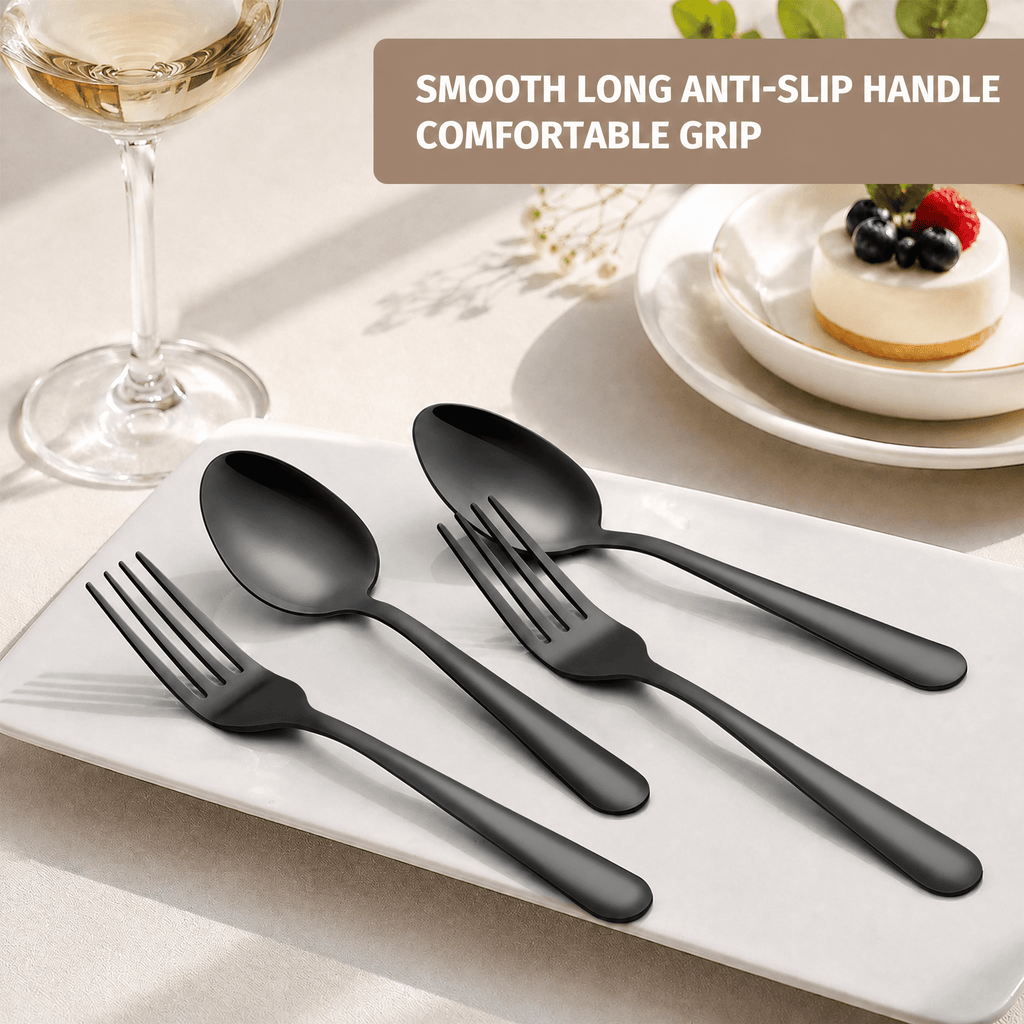 24-Pieces Spoon Fork Silverware Set, TAIMASI Food-Grade Tableware Set for 12, Stainless Steel , Mirror-Polished Dining Flatware Set for Home Restaurant