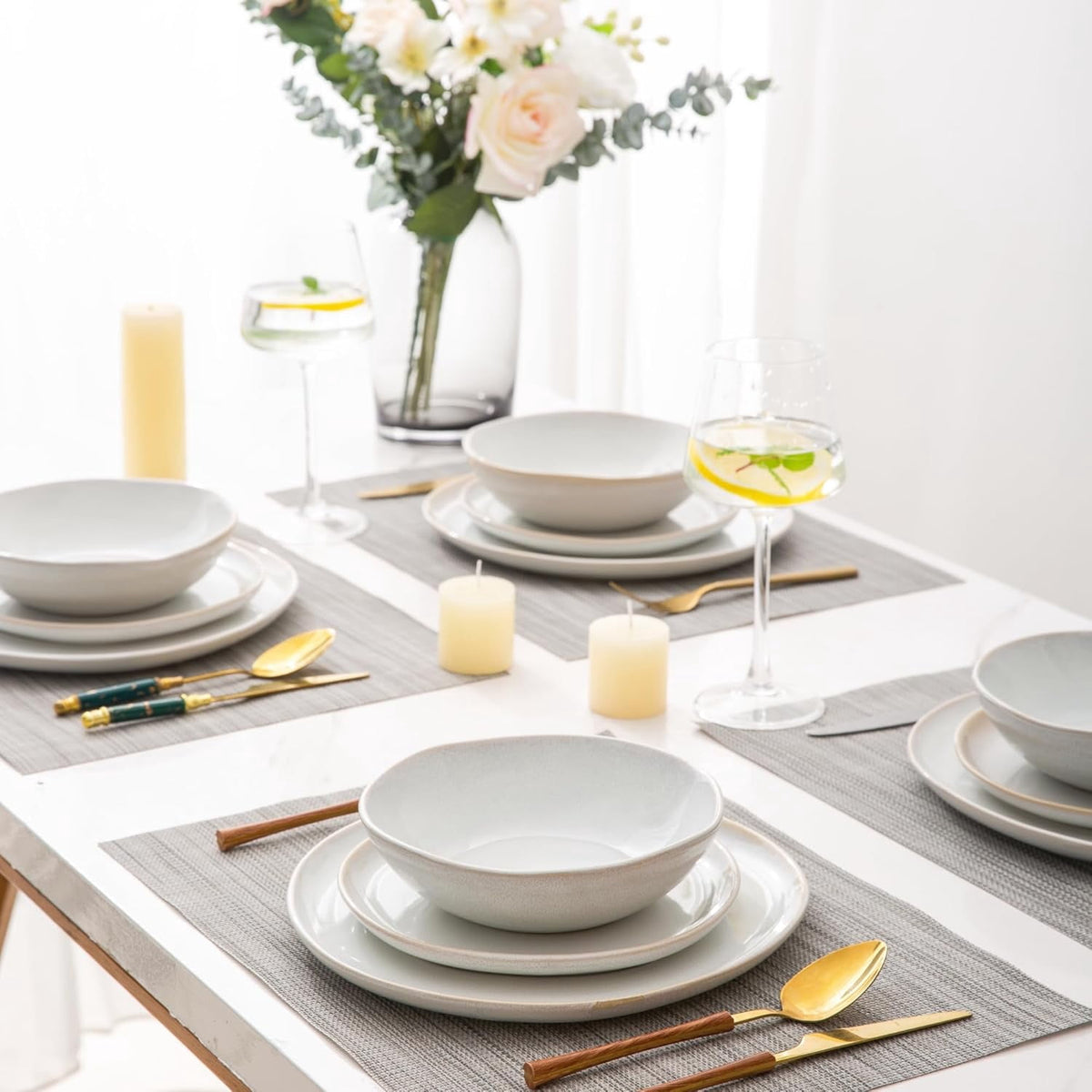 AmorArc Ceramic Plates Set of 6, 8.5 Inch Handmade Reactive Glaze Stoneware Plates set for Dessert, Salad, Appetizer, Dinner, Microwave & Dishwasher Safe, Scratch Resistant-Gade Green