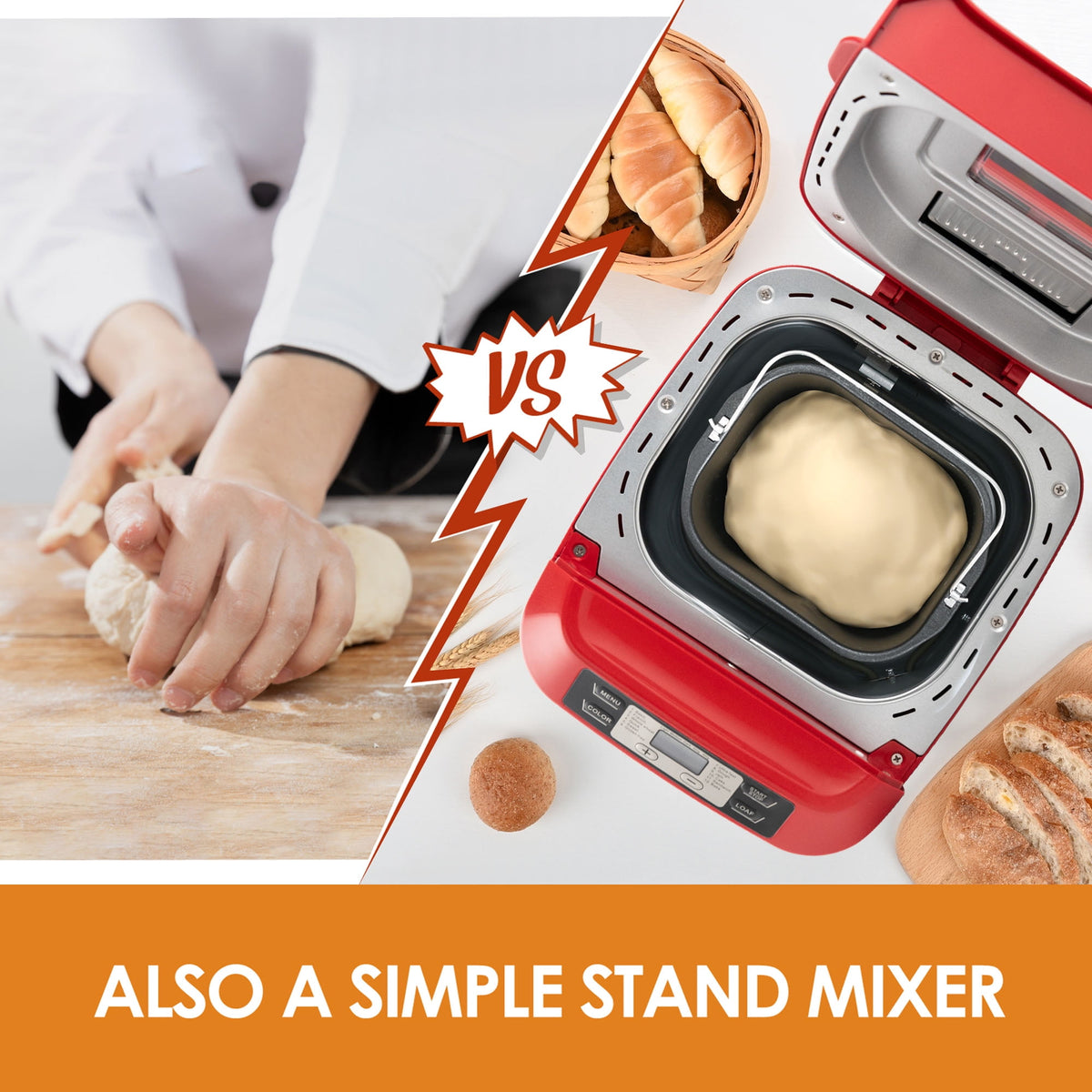 Kitchen in the Box 2lb Bread Maker with Auto Fruit Nut Dispenser, 12-in-1 Gluten-Free Bread Machine, 13H Delay Timer, Nonstick Pan, Keep Warm, White