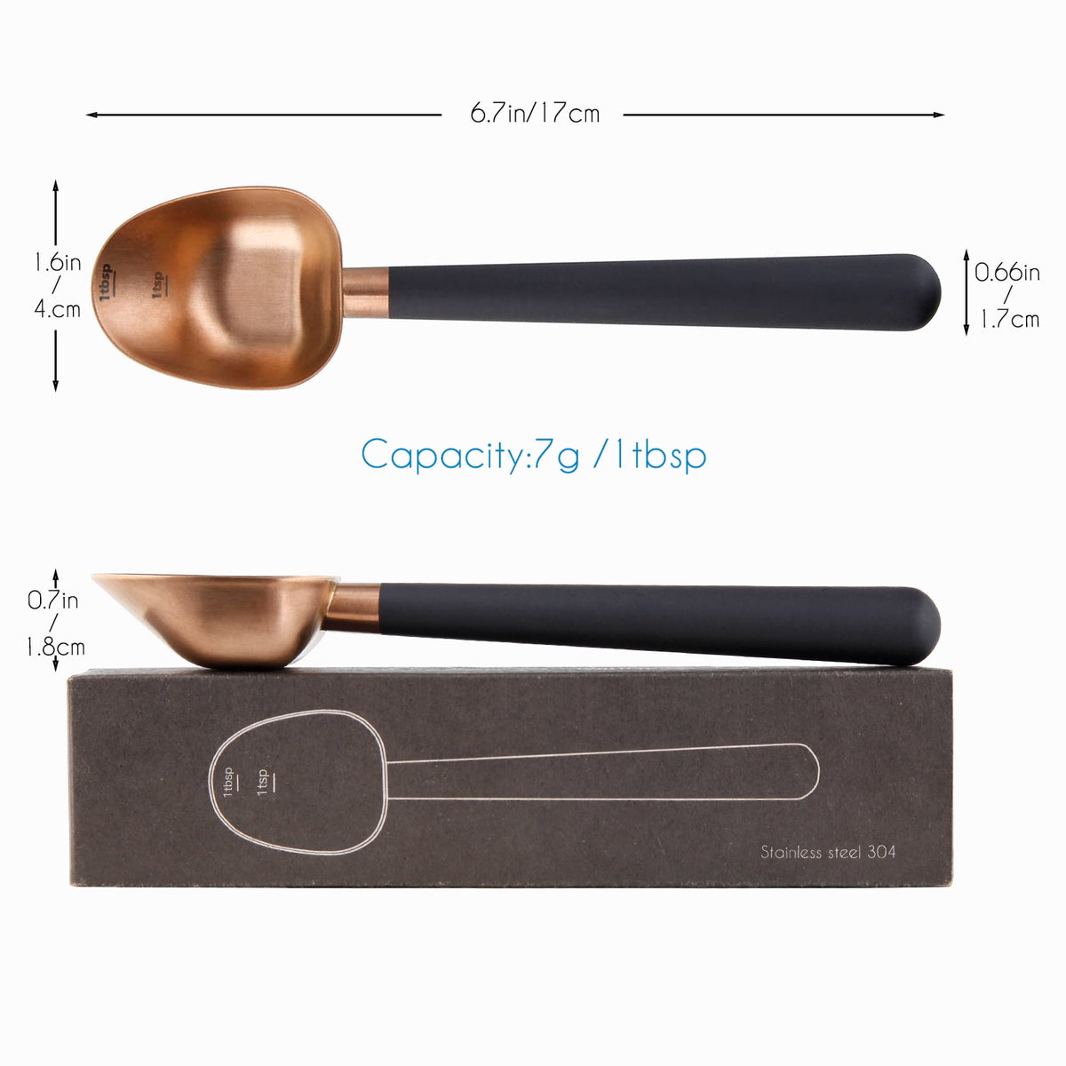 Easyworkz Stainless Steel Long Hollow Handle Coffee Scoop,7g Measuring Spoon for Ground Coffee and Loose Leaf Tea, Brass Gold