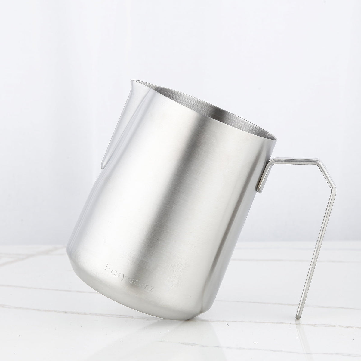 Easyworkz Espresso Milk Frothing Pitcher Heavy-Gauge Stainless Steel 20 oz Cappuccino Latte Art Cup, Brushed Silver