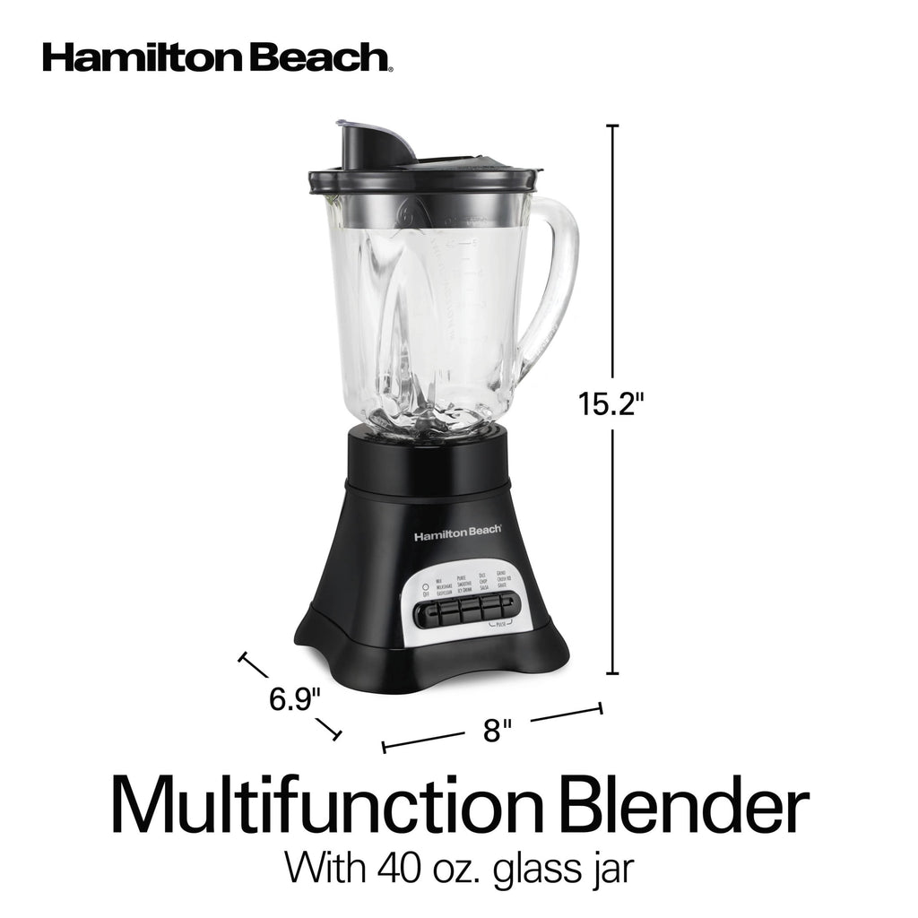 Hamilton Beach Multi-Function Smoothie Blender for Kitchen, 40 oz Jar for Smoothies and Shakes, Black