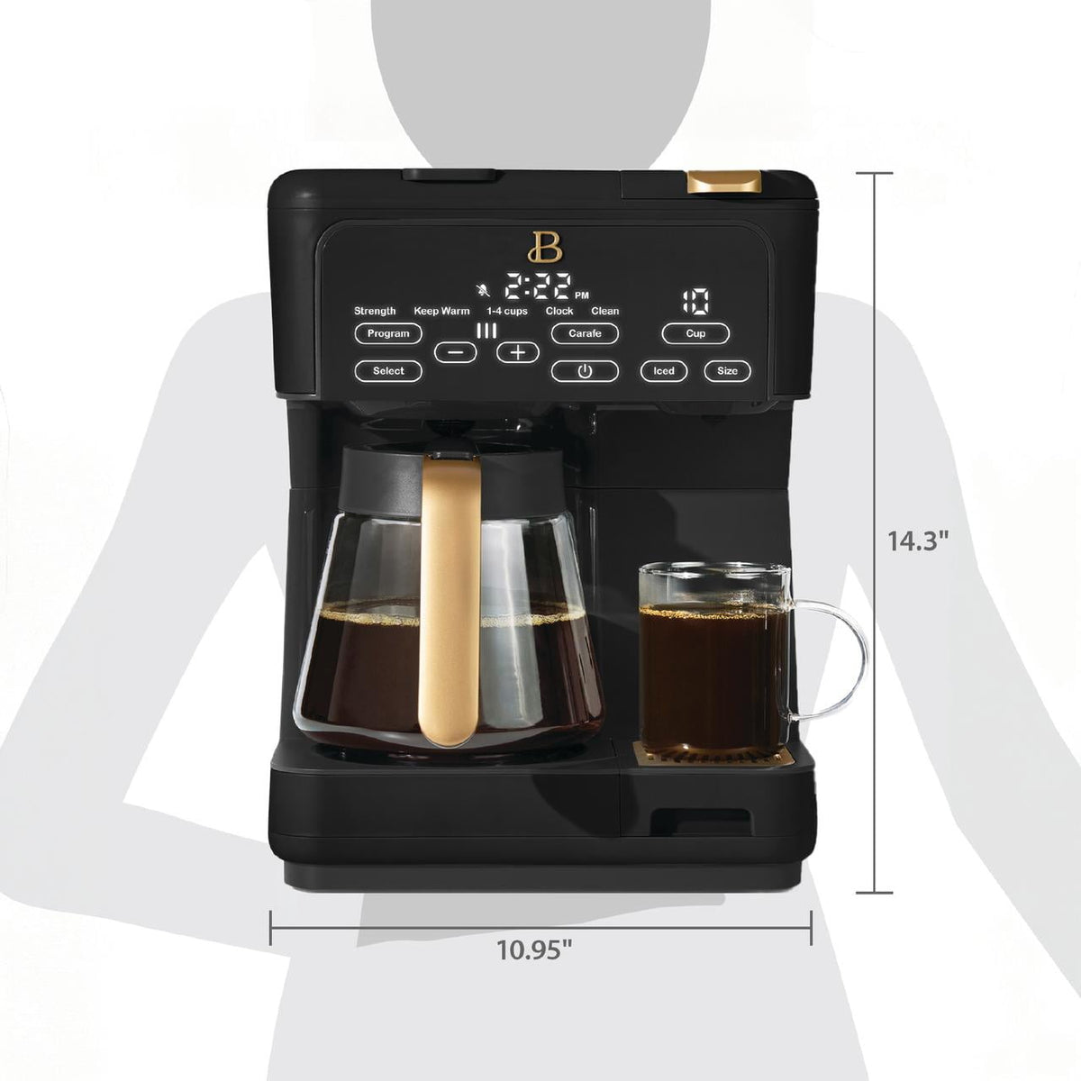 Beautiful by Drew Barrymore Multi-Brew 12-Cup Programmable Drip & Single-Serve Coffee Maker, White Icing
