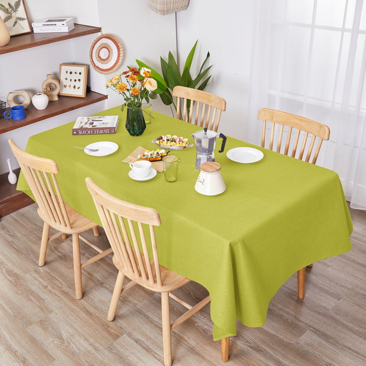 Deconovo Square Tablecloth with Waterproof Finish, Easy-Clean Polyester Table Cover, 54 x 54 Inch, Dark Gray