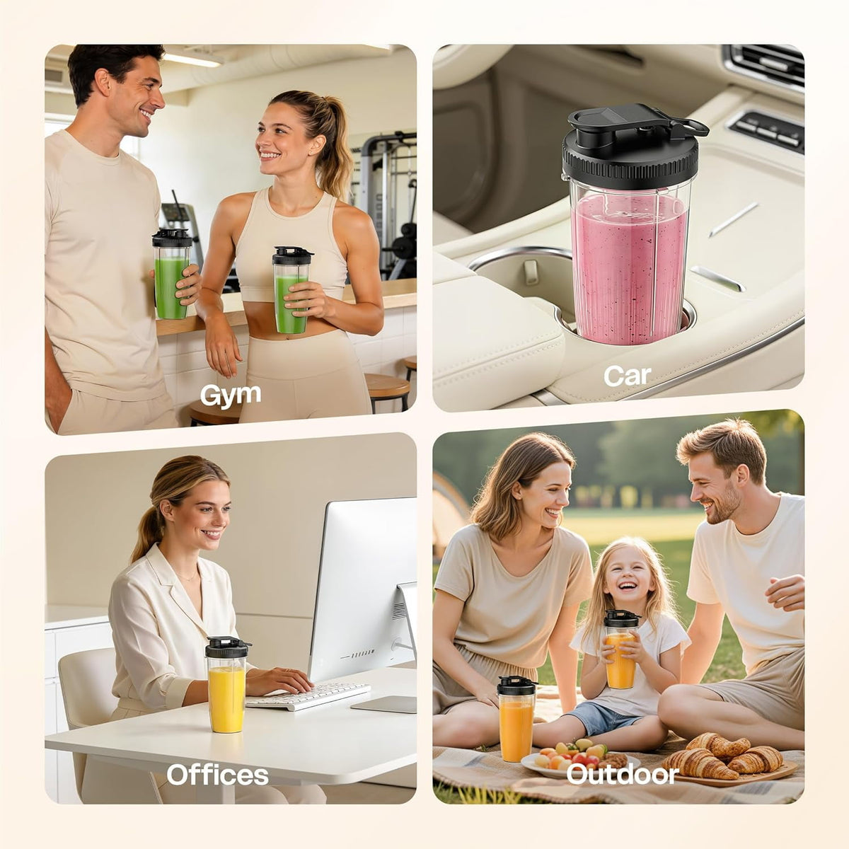 Smoothie Blender, 450W Personal Blender for Kitchen and Blend Shakes,Smoothies,Frozen Drinks, Baby Food with 2 No-BPA Portable Cups-Silver