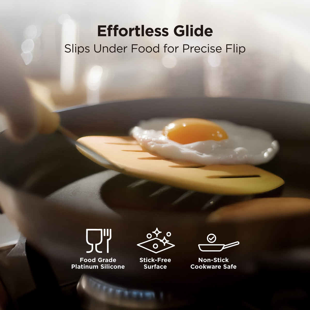 Kitchen Mama WaltzGrip Platinum Silicone Pancake Spatula Turner (Gray)