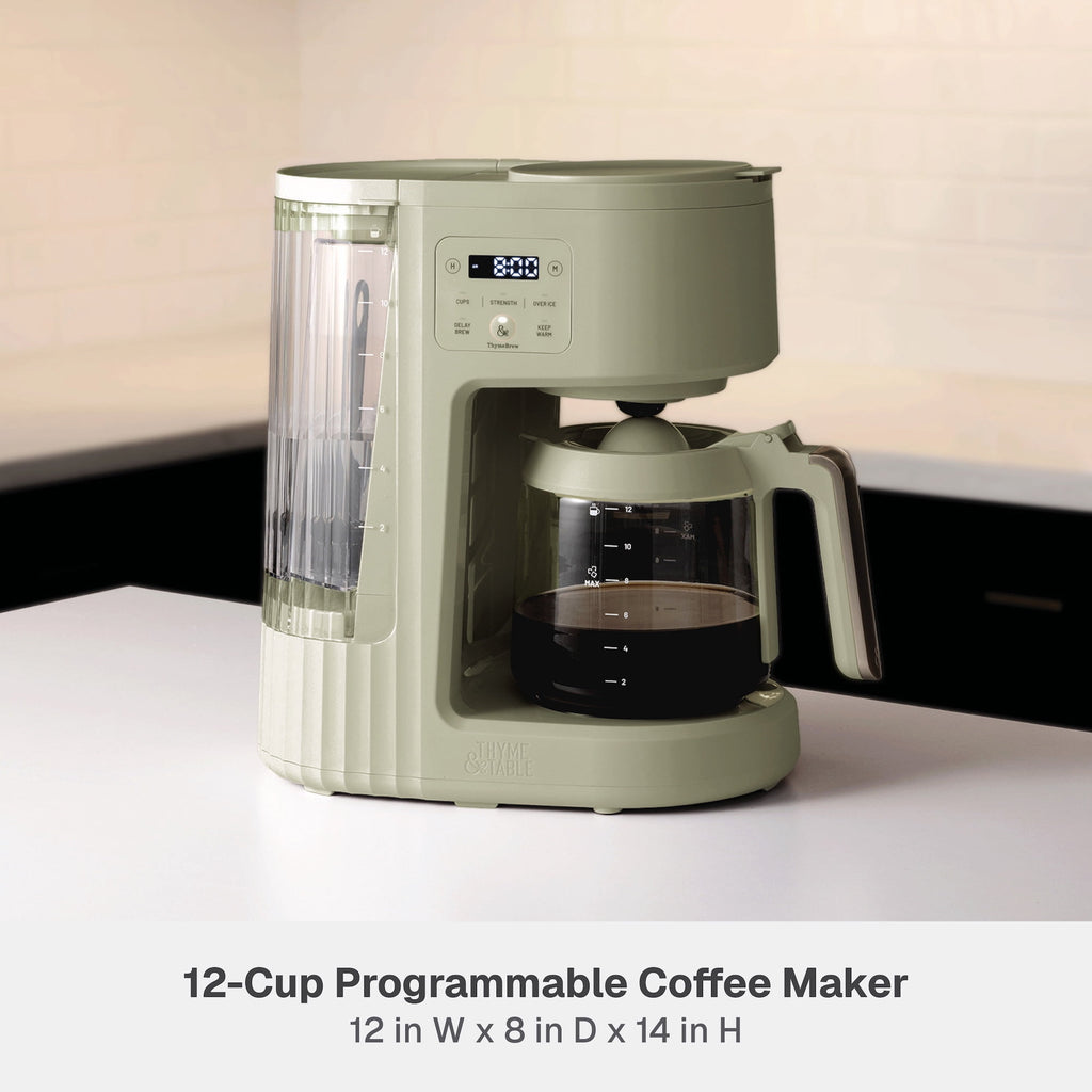 Thyme & Table 12-Cup Programmable Drip Coffee Maker, 60oz Water Reservoir, Atlantic Blue