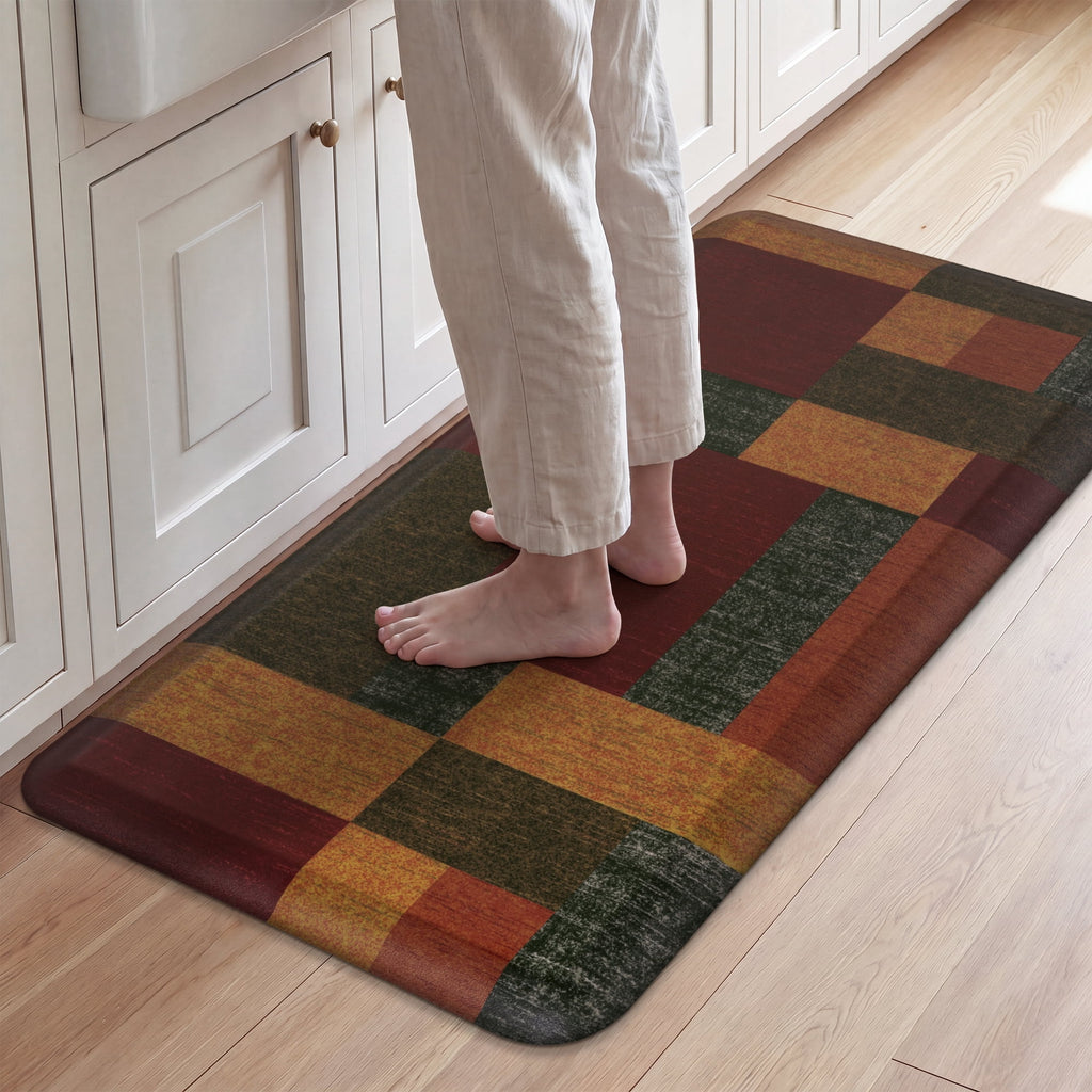 MeyJey 4/5 Inch Thick Anti Fatigue Kitchen Rug 20”x39”, Non Slip Waterproof Floor Mats for Kitchen Sink Laundry Office, Black/Gray