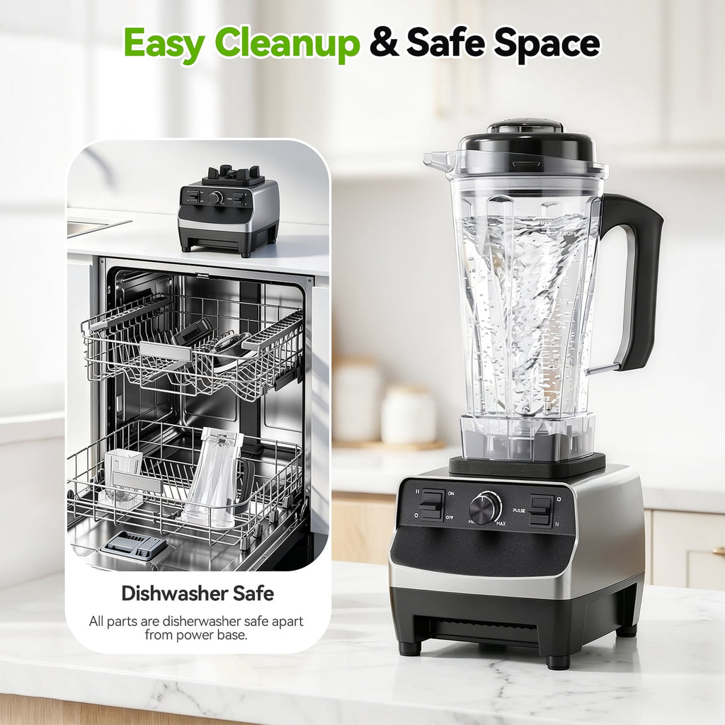 TINANA 66oz Countertop Blender with 28oz Grinder Cup, 8-Edge Blades, Variable Speed, Pulse, BPA-Free Pitcher