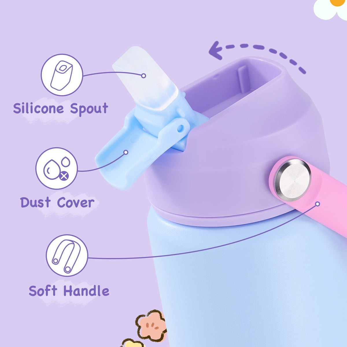 Hawsaiy 12oz Kids Insulated Water Bottle with Straw Lid, Leak-Proof Stainless Steel BPA-Free Thermos for School Boys and Girls