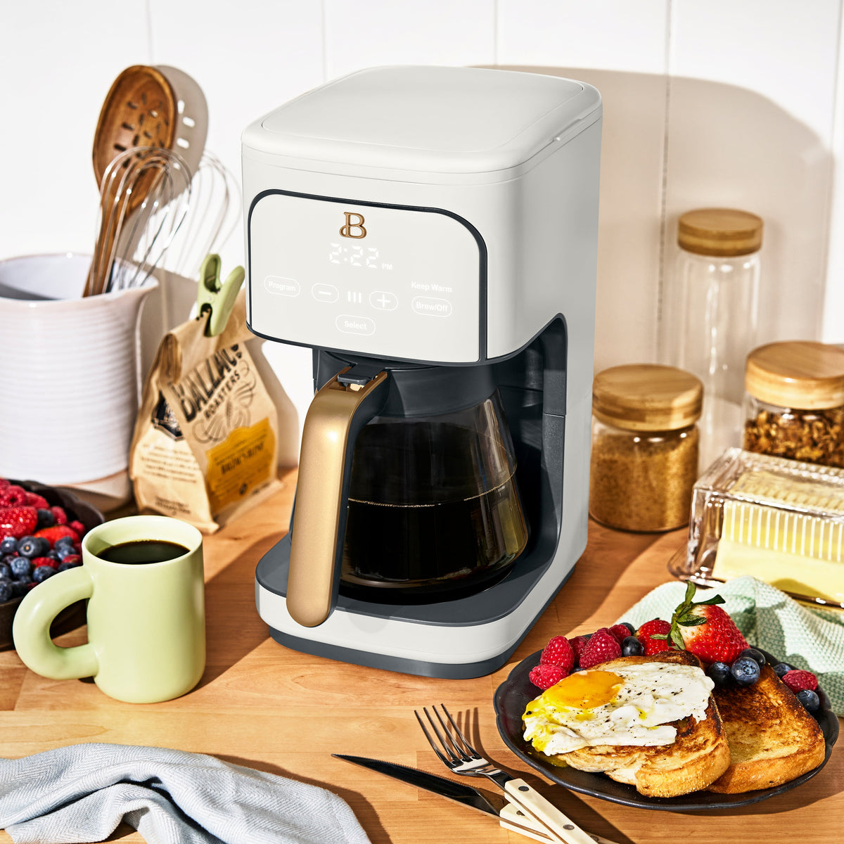 Beautiful 12 cup Programmable Coffee Maker, Thyme Green by Drew Barrymore