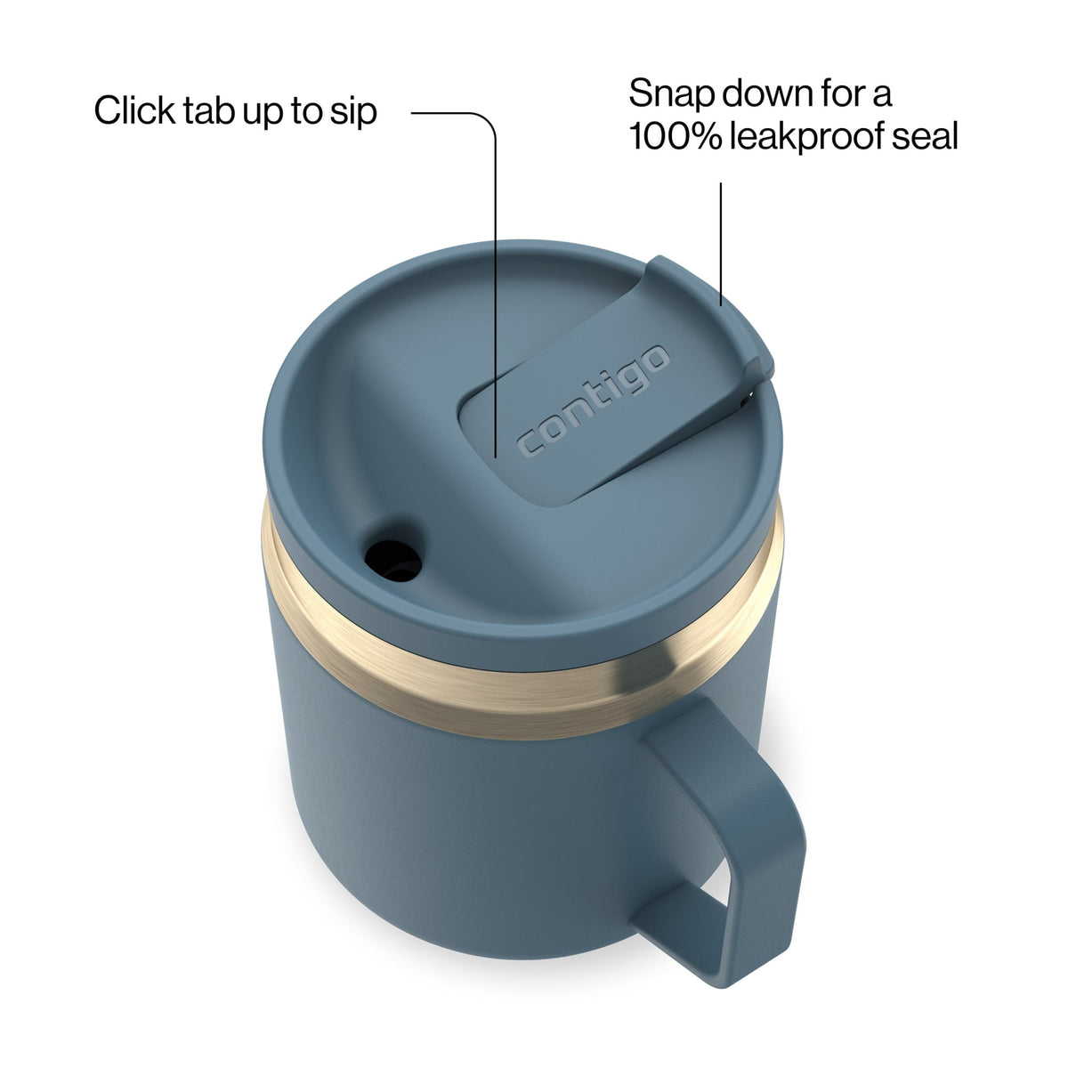 Contigo 14oz SnapSeal Insulated Stainless Steel Coffee Tumbler, Oatmilk Cream/Champagne