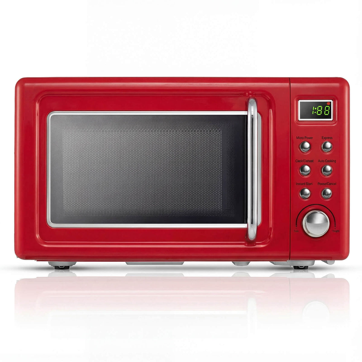 Costway 0.7 Cu.ft Retro Countertop Microwave Oven 700W LED Display Glass Turntable Rose Gold