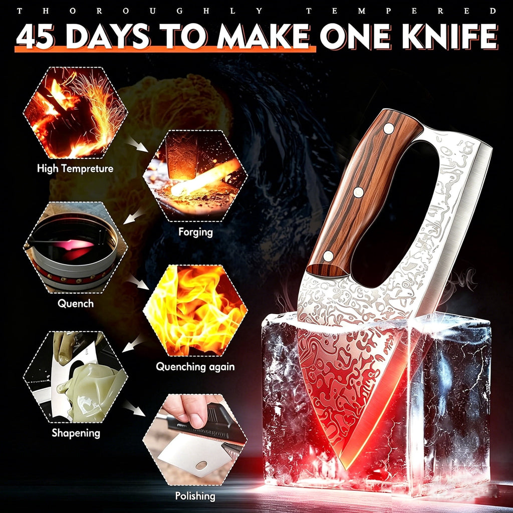 ACMETOP Kitchen Knife Meat Cleaver Knife Unique Ergonomic Handle Professional Stainless Steel Butcher Knife for Meat Vegetable