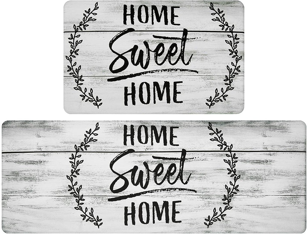 Findosom 2pcs Anti Fatigue Kitchen Rug Set,18"x30"+18"x47" Waterproof Non Slip Kitchen Runner Rug,0.4" Thick Cushioned Kitchen Floor Mats,Ergonomic Standing Mats Back Pain Relief Laundry Foam Rug