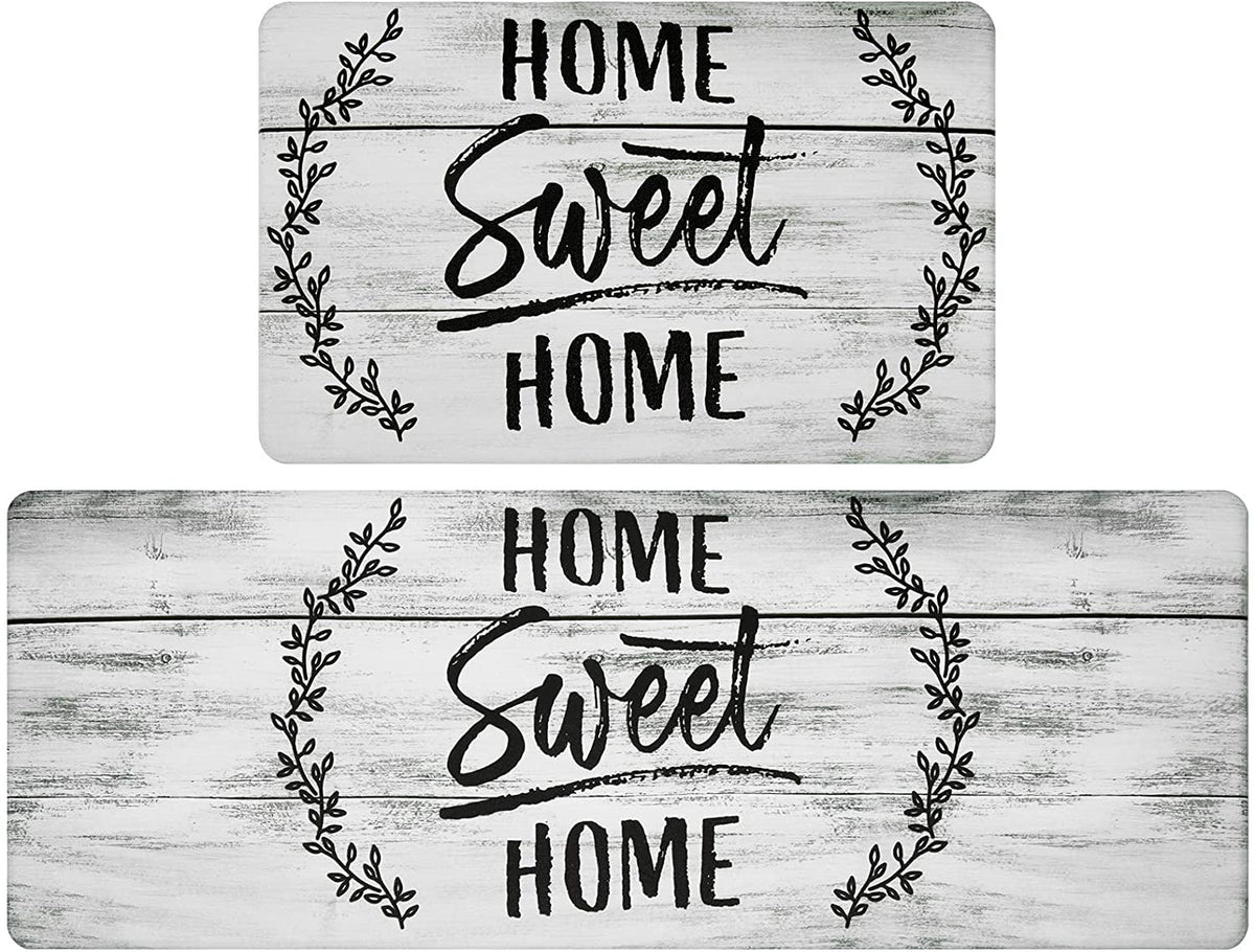 Findosom 2pcs Anti Fatigue Kitchen Rug Set,18"x30"+18"x47" Waterproof Non Slip Kitchen Runner Rug,0.4" Thick Cushioned Kitchen Floor Mats,Ergonomic Standing Mats Back Pain Relief Laundry Foam Rug