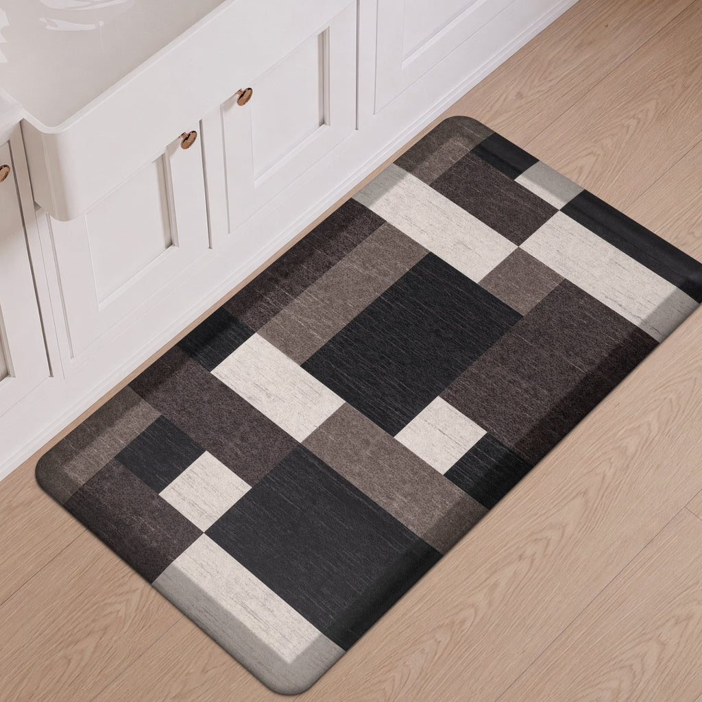 MeyJey 4/5 Inch Thick Anti Fatigue Kitchen Rug 20”x39”, Non Slip Waterproof Floor Mats for Kitchen Sink Laundry Office, Black/Gray