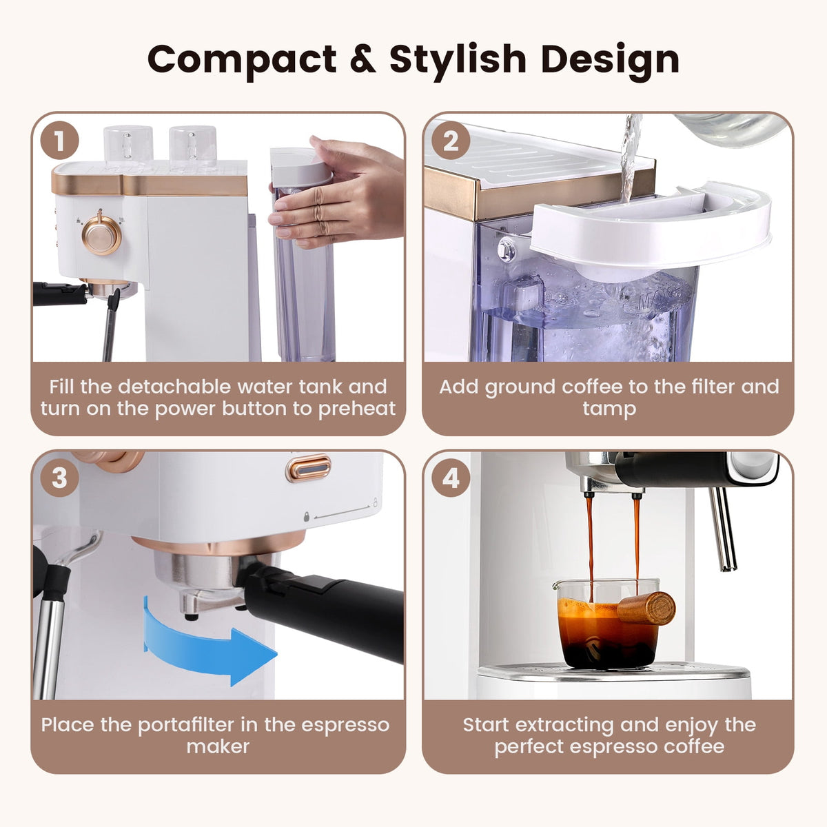Gevi 20 Bar Espresso Machine, Coffee Maker with Milk Frother