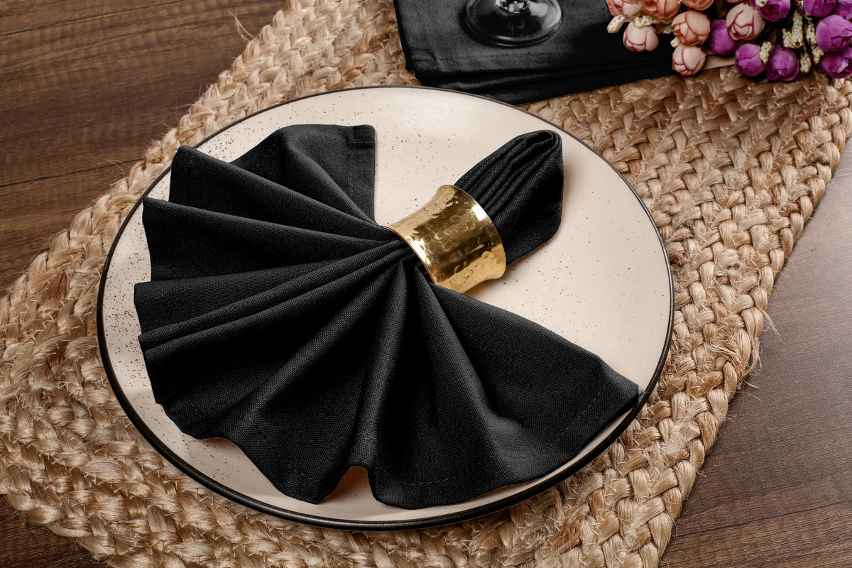 Twiny Threads Set of 4 Solid Reusable Cloth Dinner Napkins - Sandal Yellow