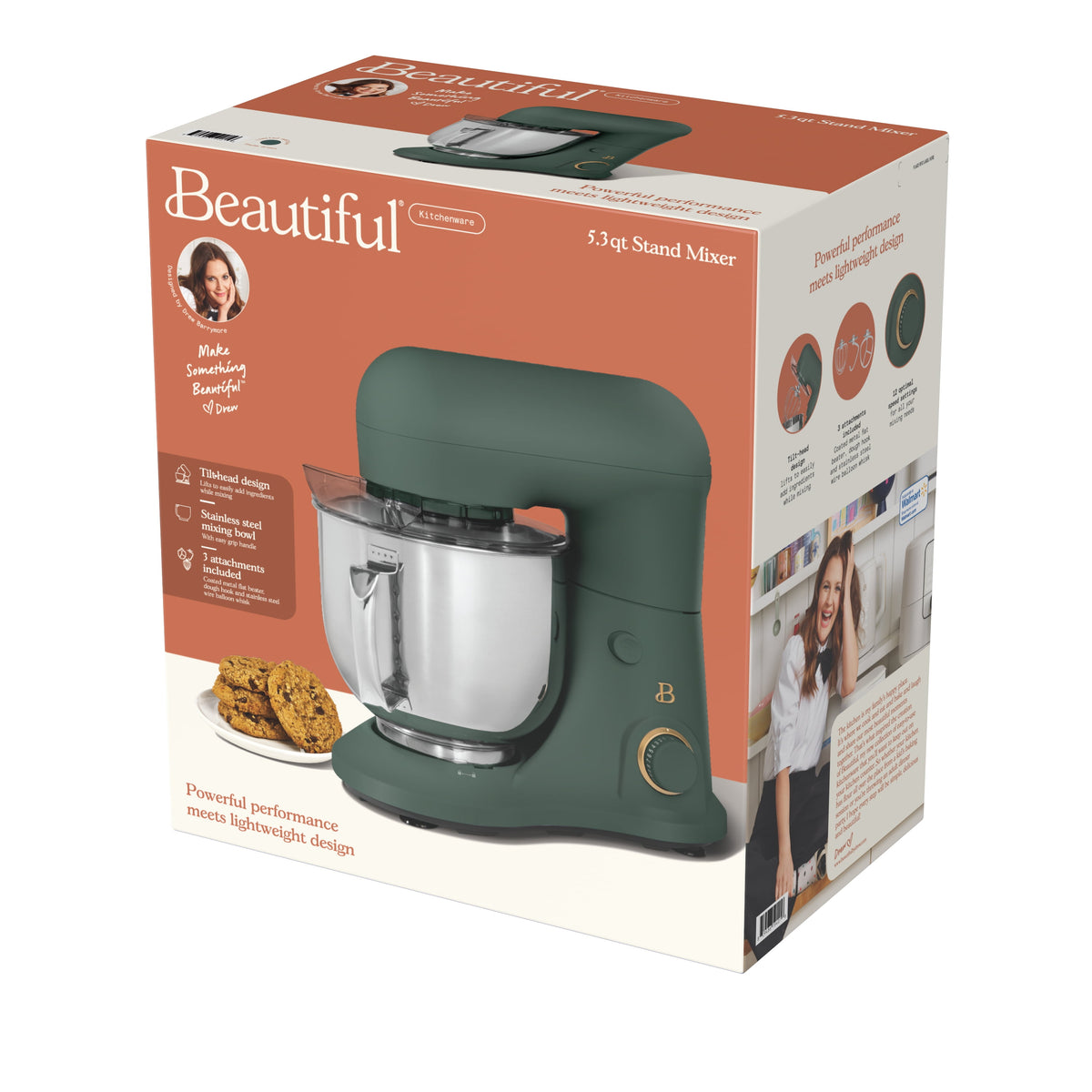 Beautiful 5.3 Qt Stand Mixer, Lightweight & Powerful with Tilt-Head, Chocolate by Drew Barrymore