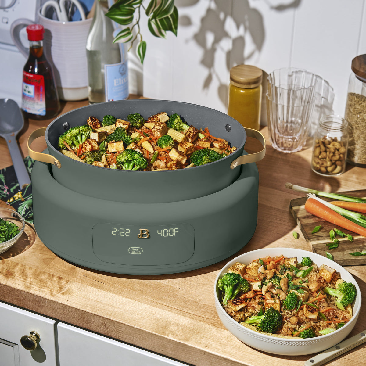 Beautiful 10 in 1, 6 Qt Electric Multi-Cooker, Thyme Green by Drew Barrymore