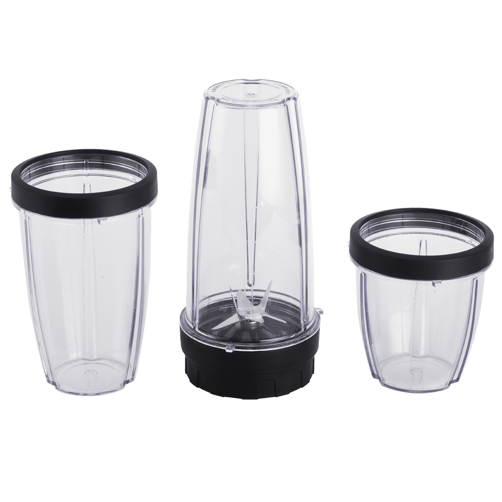 Mainstays 10-Piece Blender Set, Black, 300W, with 3 Jars (10oz, 16oz, 18oz), 2 Drinking Lids, Stainless Steel Blade