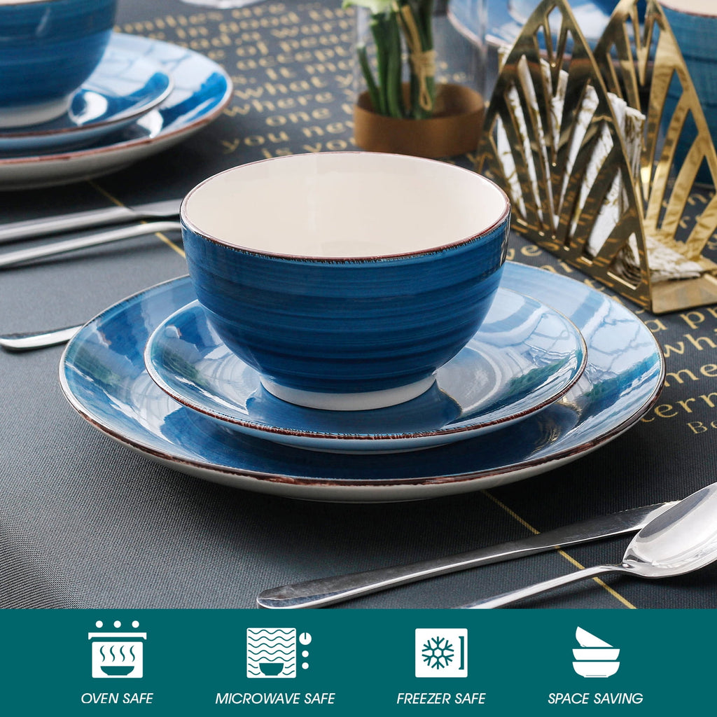 Vancasso 32 Pieces Dinnerware Sets for 8, Ceramic Plates and Bowls Sets, Scratch Resistant Dishes Set, Microwave & Dishwasher Safe, Colourful