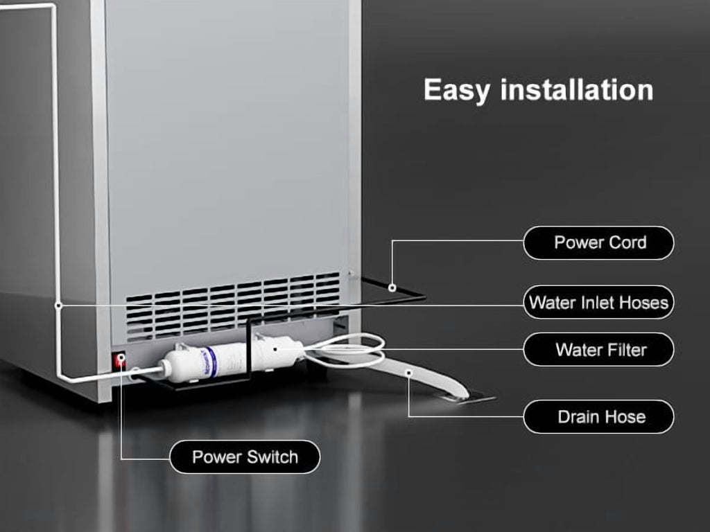 OUTBID Ice Maker Machine Crystal Clear Bullet Ice 52 lbs/24H with Spray Technology, Undercounter Commercial Ice Cube Maker, Built-In for Home Bar and Kitchen