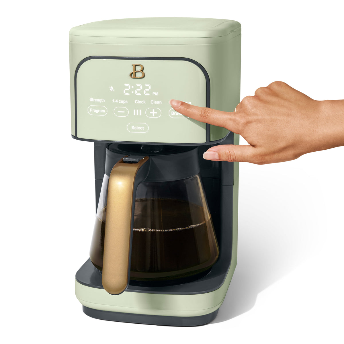 Beautiful 12 cup Programmable Coffee Maker, Thyme Green by Drew Barrymore
