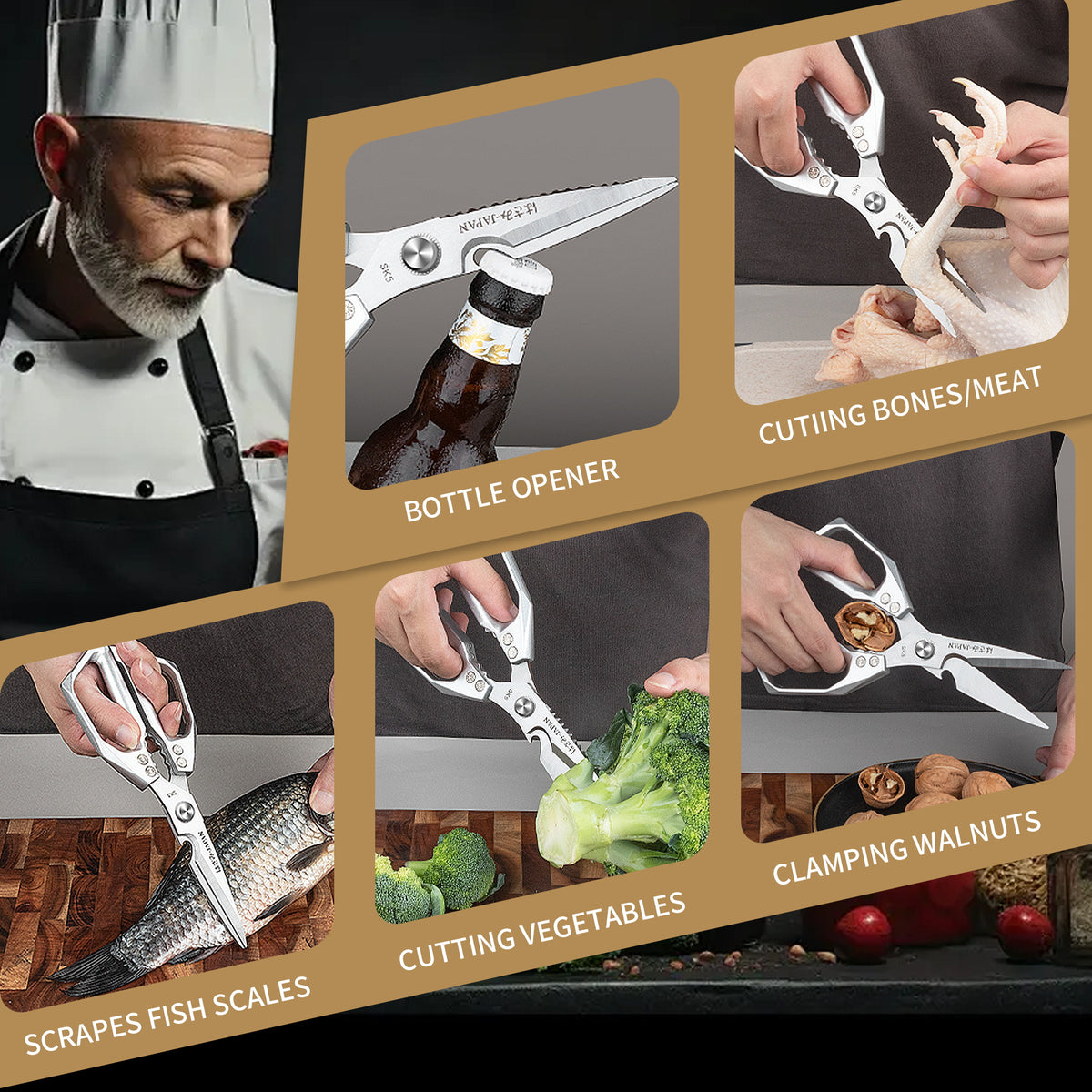 Plys Kitchen Shears Heavy Duty All-Purpose Stainless Steel Dishwasher Safe