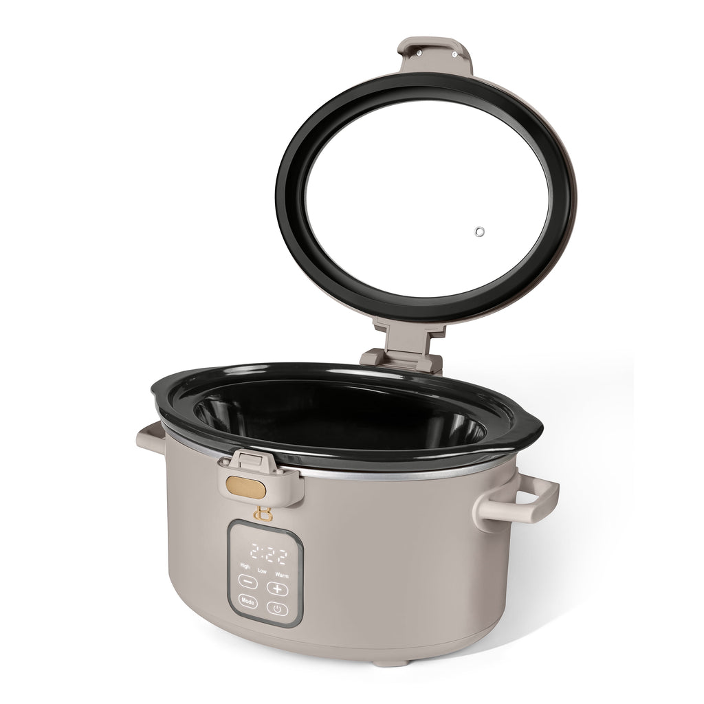 Beautiful 4 Qt Digital Slow Cooker with Hinged Locking Lid, Thyme Green by Drew Barrymore