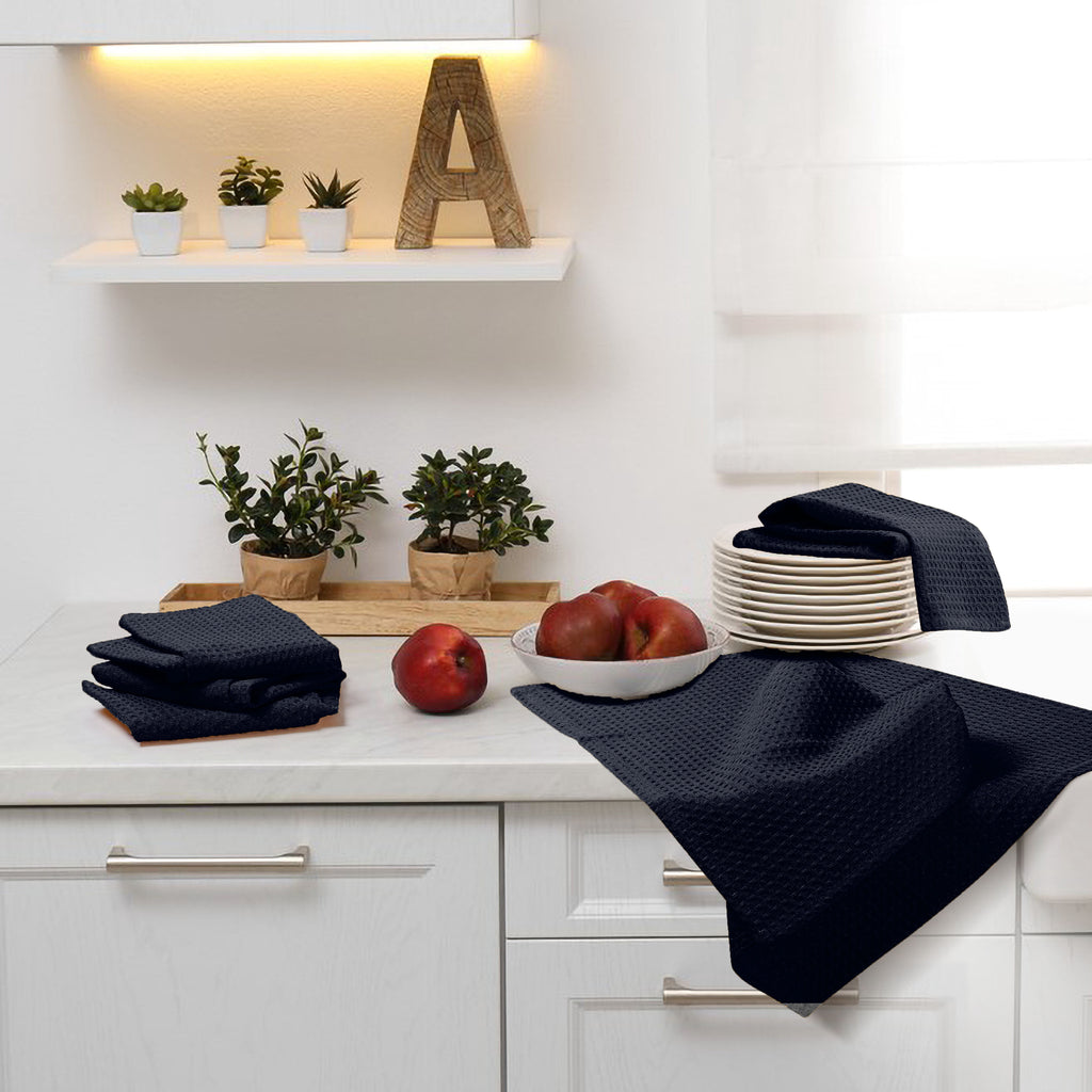 Twiny Threads Waffle Kitchen Towel 16"x26" Set of 4 - Brown